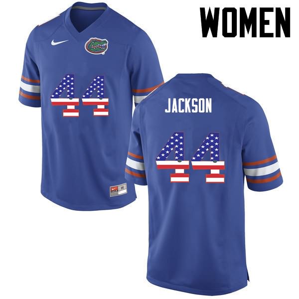 NCAA Florida Gators Rayshad Jackson Women's #44 USA Flag Fashion Nike Blue Stitched Authentic College Football Jersey ERK8664PW